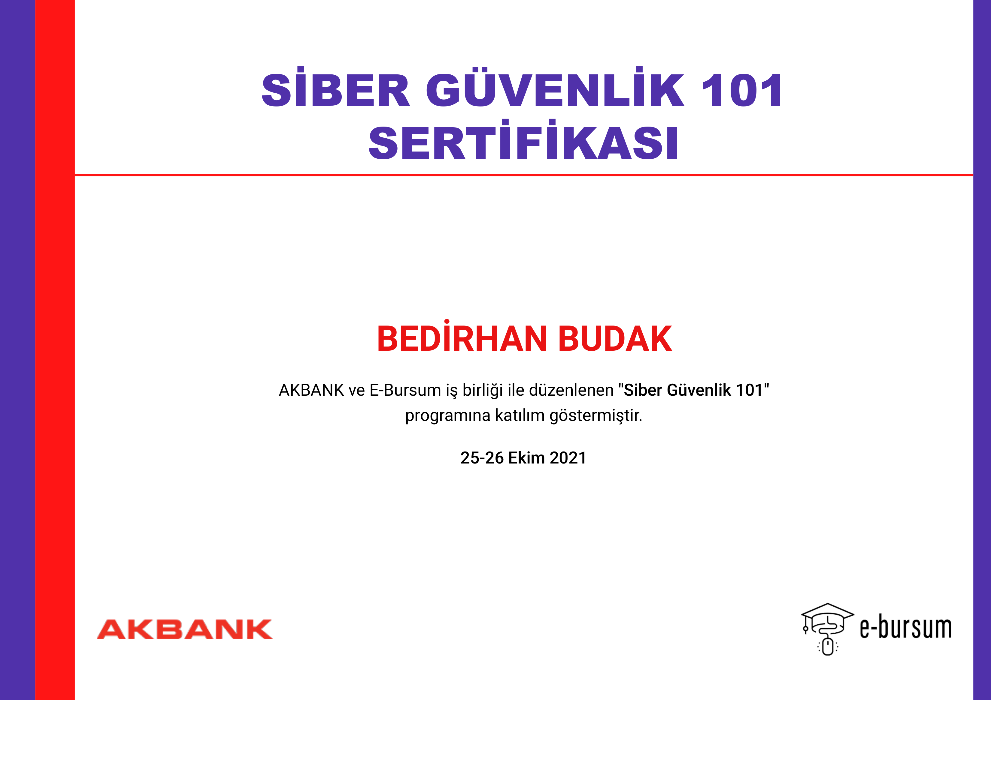 Cyber Security 101 certificate