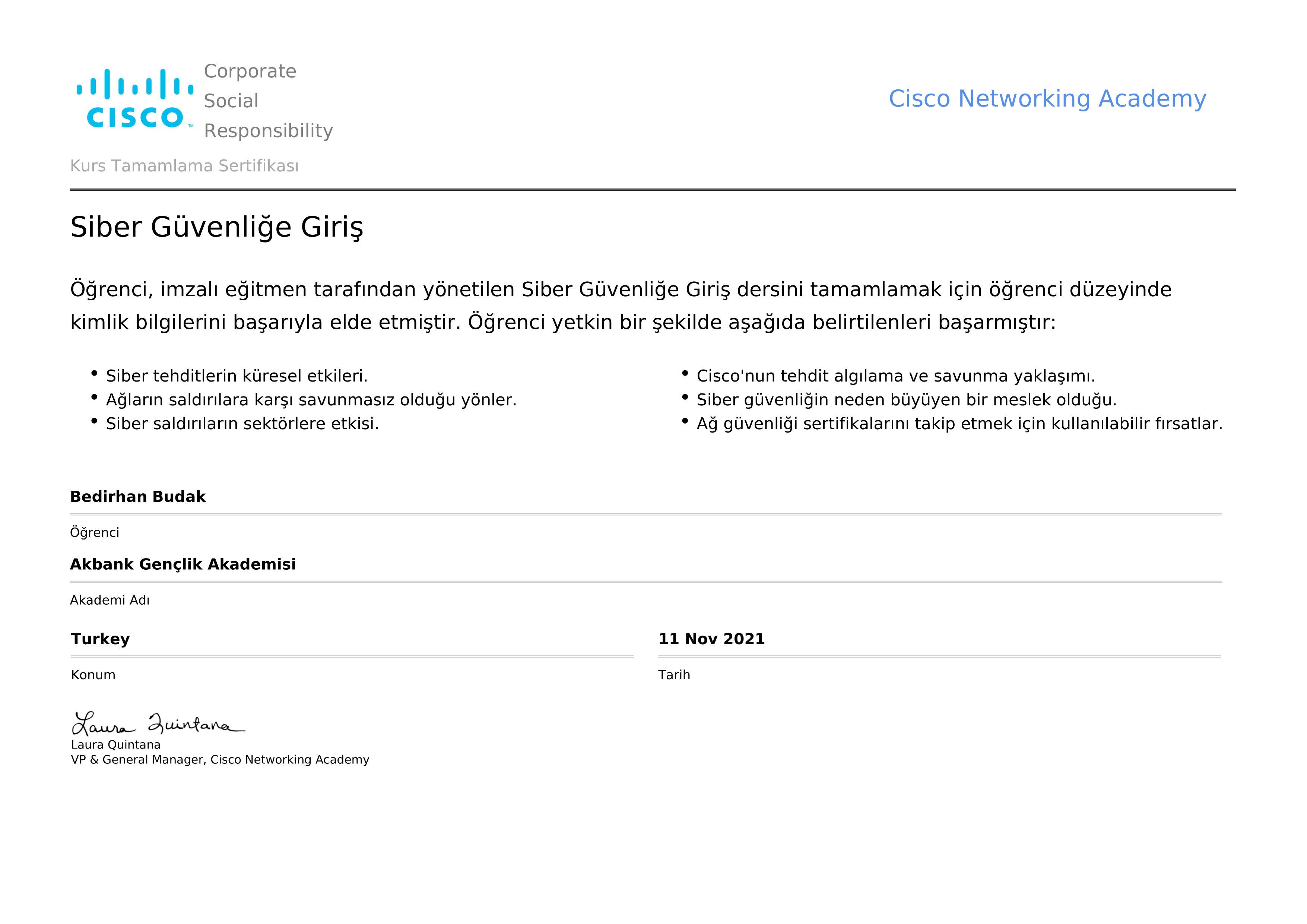 Cyber Security certificate